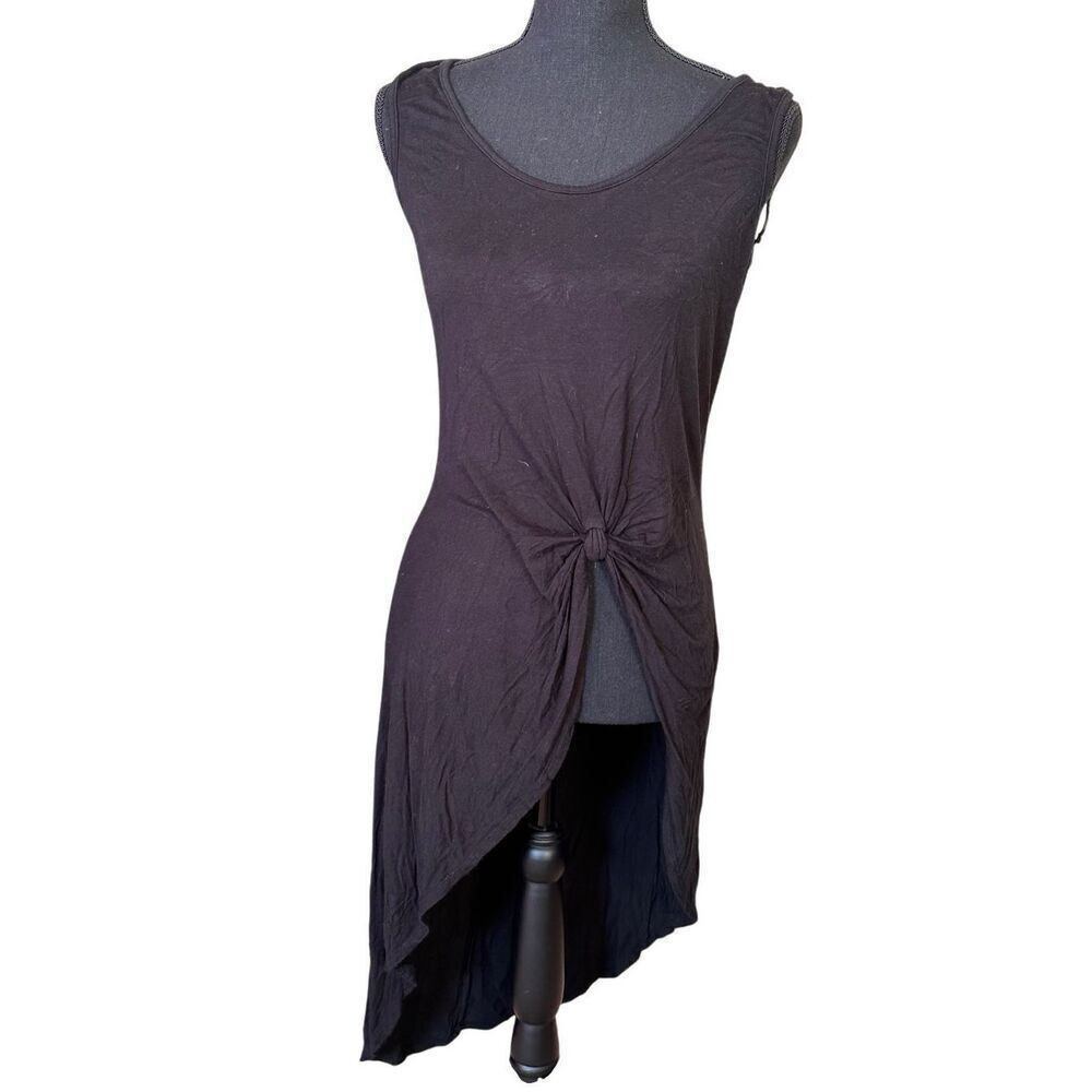 Liberty Love Women's Black Open Front Tie Knot Sleeveless Knit Top Sz Medium